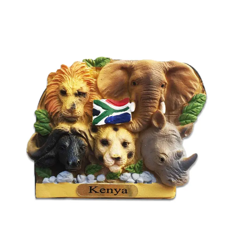 Africa, South Africa, Kenya, Tanzania, Namibia creative five animal head decoration crafts sublimation refrigerator resin travel