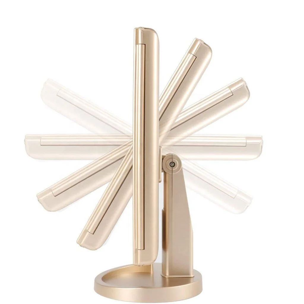 LED Lighted Trifold Makeup Mirror 1X/2X/3X/10X Magnification Vanity Mirror 22 Led Lights Touch Screen with Dual Power Supply