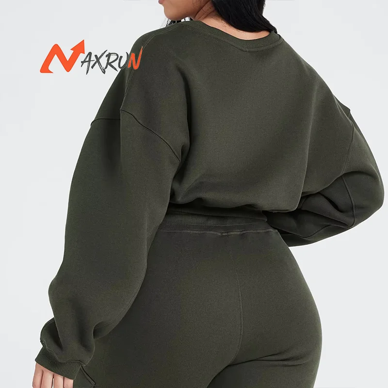 Heavy weight V-shaped Neckline Design Women Oversized V-Neck Sweatshirt Gym Pullover