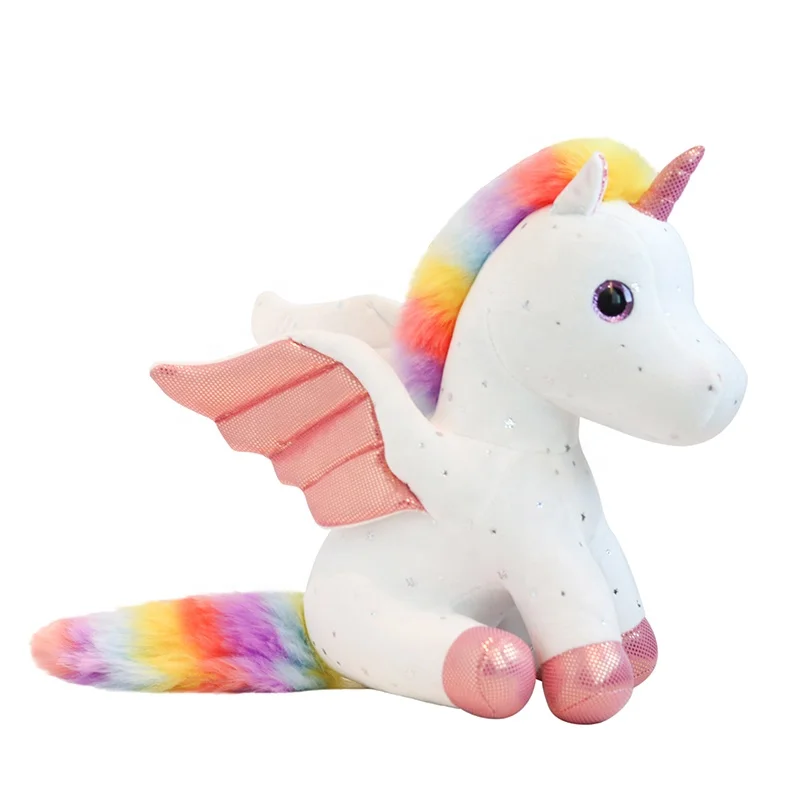 
Free sample Animals unicorn plush kids doll soft toys plush toy with wings sitting position plush toys OEM LOGO 