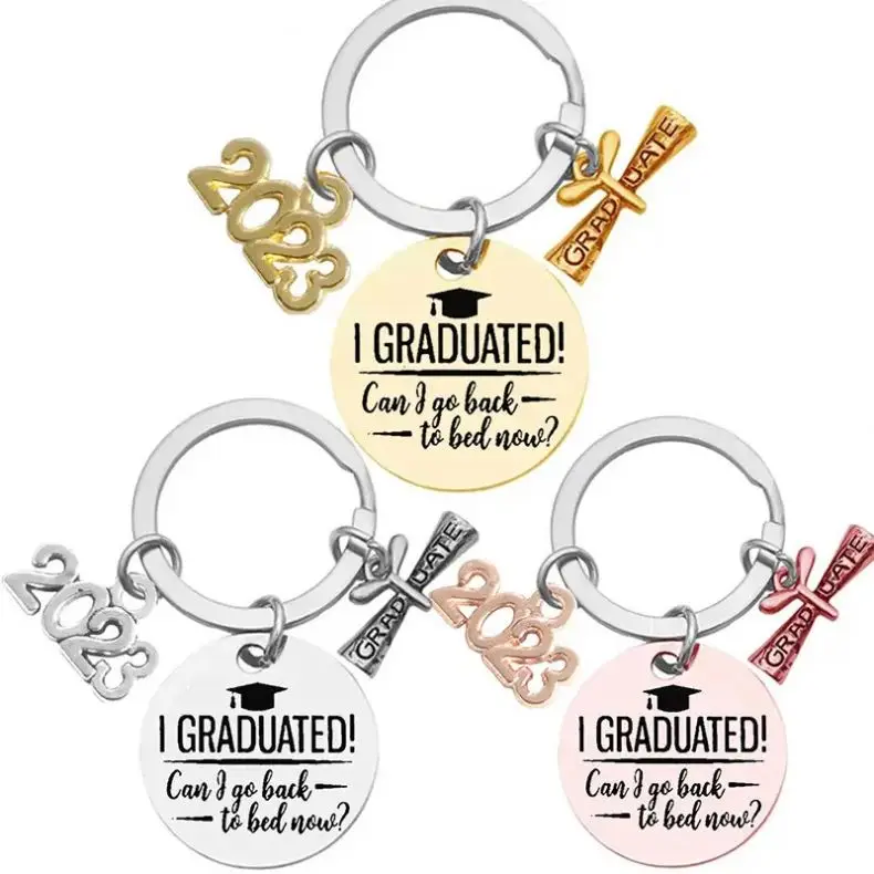 Class of2023 Graduation Gift keychain I graduated can I go back stainless steel key chains Charm Pendant Graduation KeyRing Gift