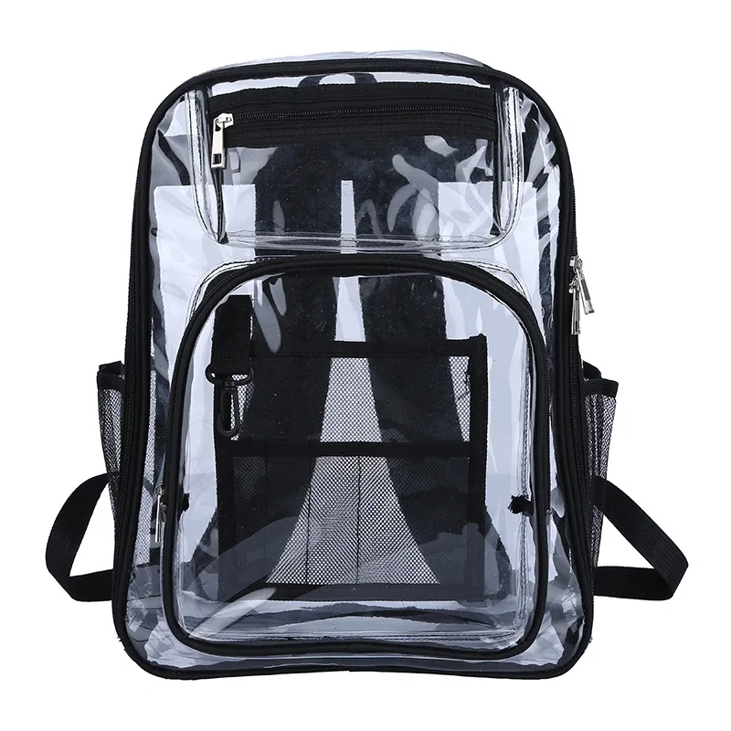 2022 ECO New Clear Backpack Heavy Duty See Through Backpack Transparent Large Bookbag for College Work Security Travel Sports