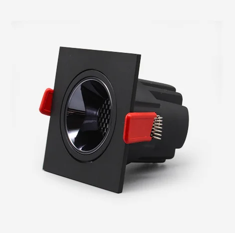 High quality anti glare COB LED aluminium down light 45 degree adjustable square flicker free driver 7 watt 12w cri90