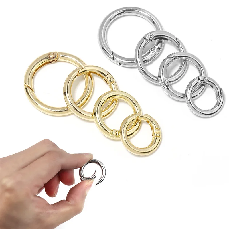 High Quality Gold Circle Snap Clip Hook O Ring Spring Gate Clasp Buckle Round Spring Carabiner