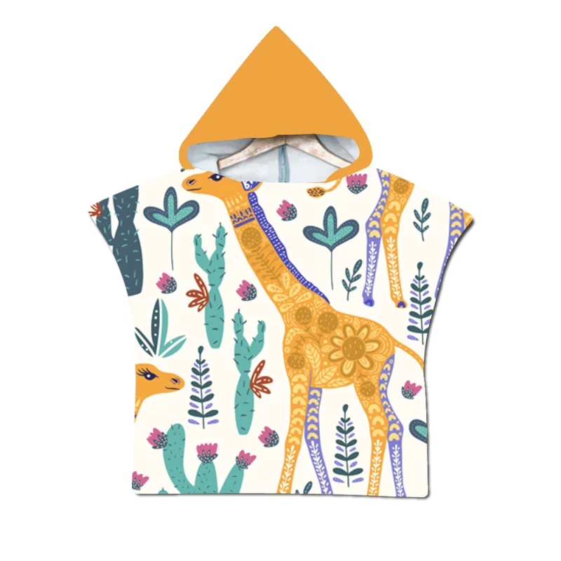 Hot Sell Wholesale Kids Hooded Towel Beach Surf Poncho Kids Hooded Beach Towel