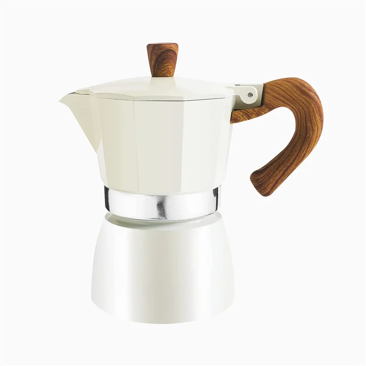 Harmony High Quality Italian Cafetera Wood Stainless Steel Stovetop Espresso Maker Aluminum Coffee Moka Pot