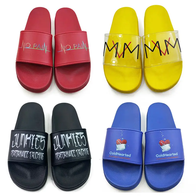 2024 Customized Slide Logo Slippers Design 3D Printed Rubber Slippers Beach Pvc Slippers