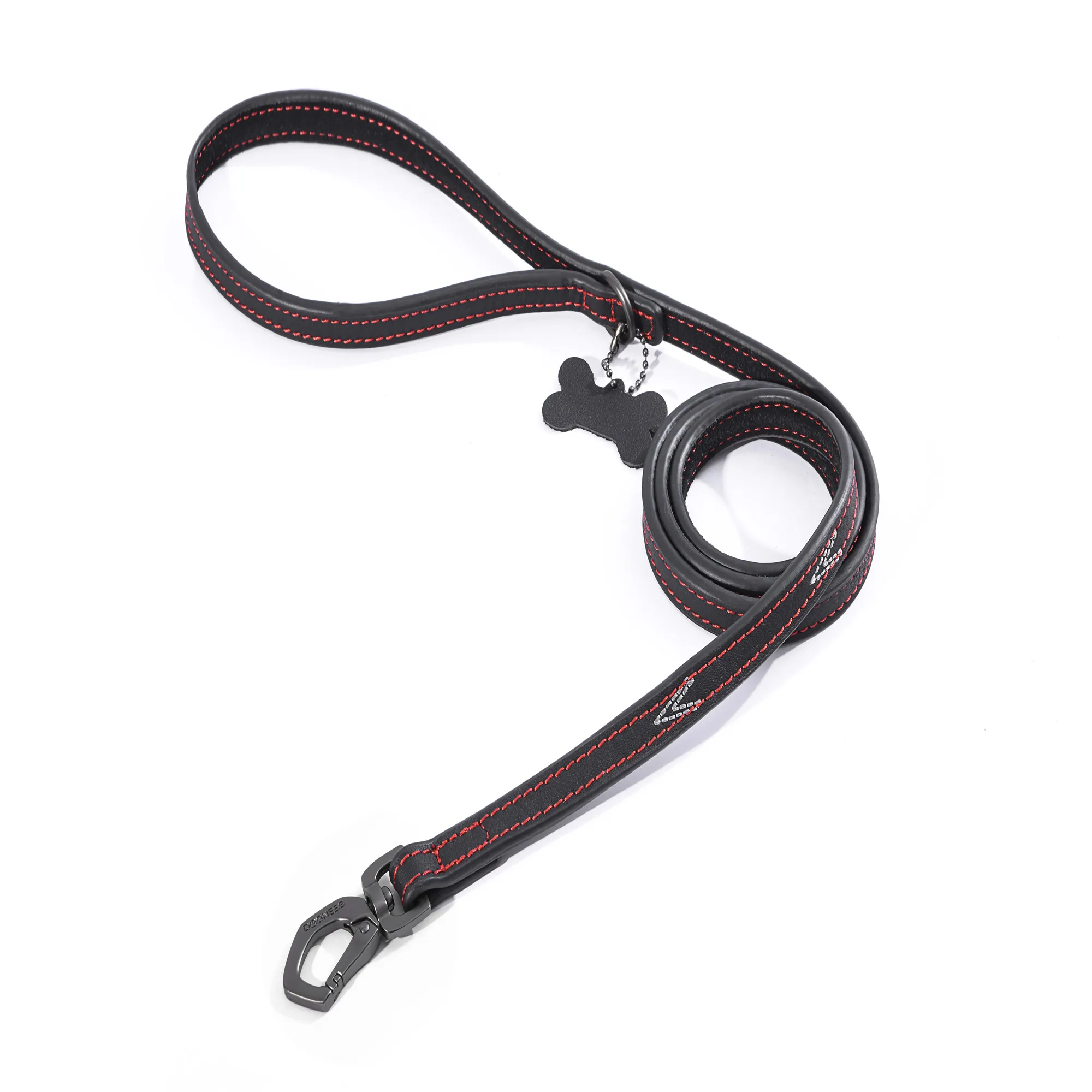 Dogness 122 см Длина свинца с сильным алюминиевым сплавом крючок из натуральной кожи для больших средних собак кошка натуральная кожа поводок