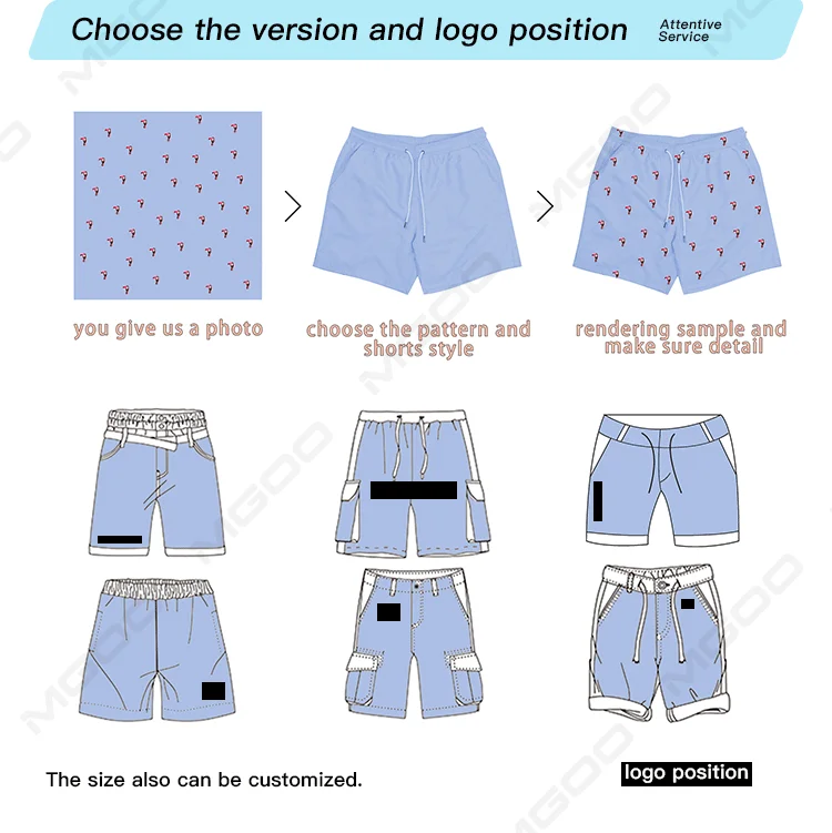 MGOO Recycled white spandex shorts running men shorts 4 way stretch beachwear Hula Girl Hoo Haa