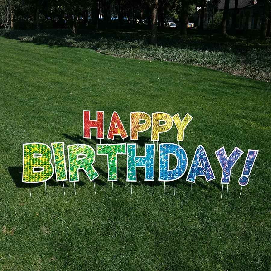 Outdoor Lawn Decorations Colorful Birthday Party Yard Signs Letters Yard Signs With H Stake