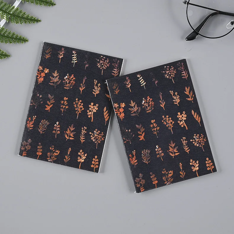 Korean Retro Creative Leaf Digital Notebook A6 Hardcover Stationery Customizable Leather Students Car Sewing Diaries Wholesale
