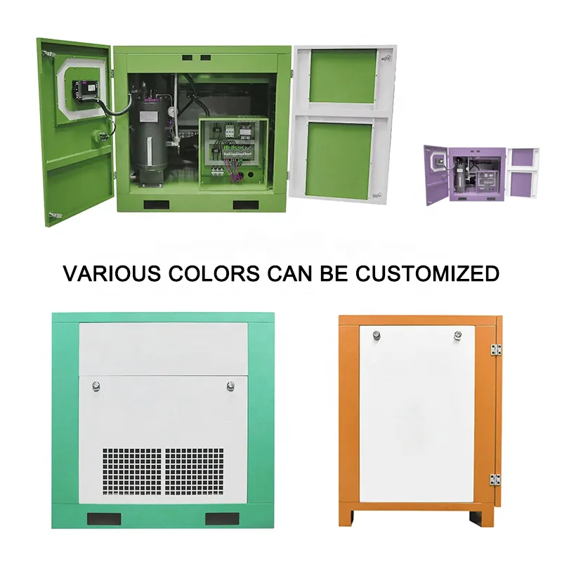 Customized CE 7.5KW 15KW 22KW 37KW 75KW 8Bar 10bar 13bar electric oil free silent industrial rotary screw type air compressor