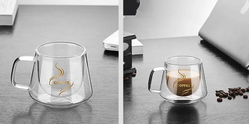 Handmade High Borosilicate Glass coffee mug Double wall Creative Diamond Cup