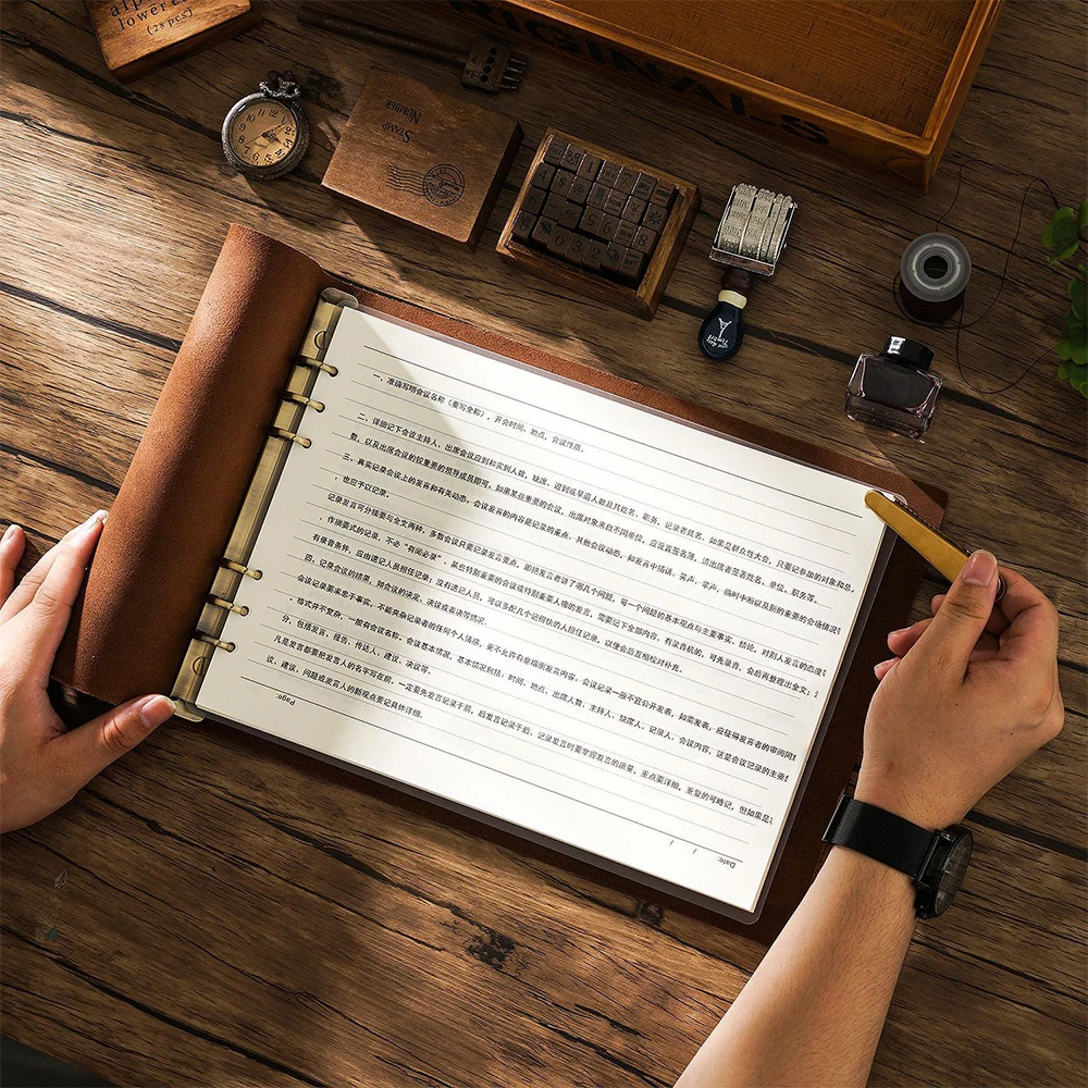 Vintage Top Layer Cowhide A4 Horizontal Handmade Notepad Genuine Leather Painting Notebook Hand Picture Sketchbook