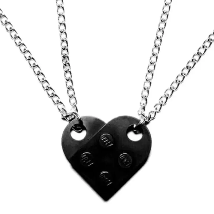 Trendy best friends couples split friends puzzle necklace custom puzzle heart pendant necklace jewelry