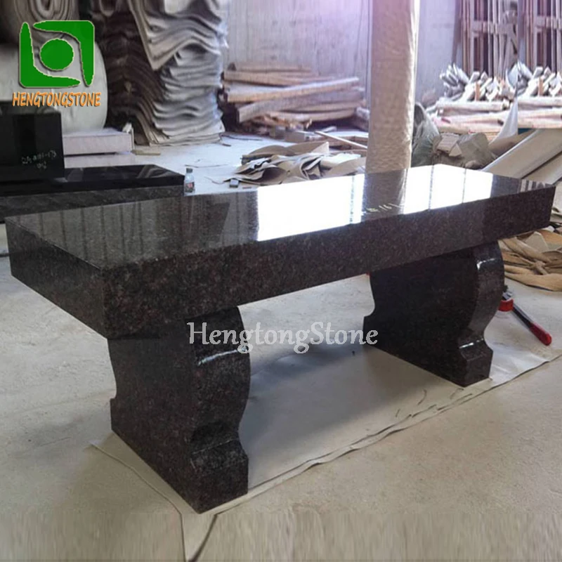 Polished Black Modern Granite Memorial Bench for Cemetery