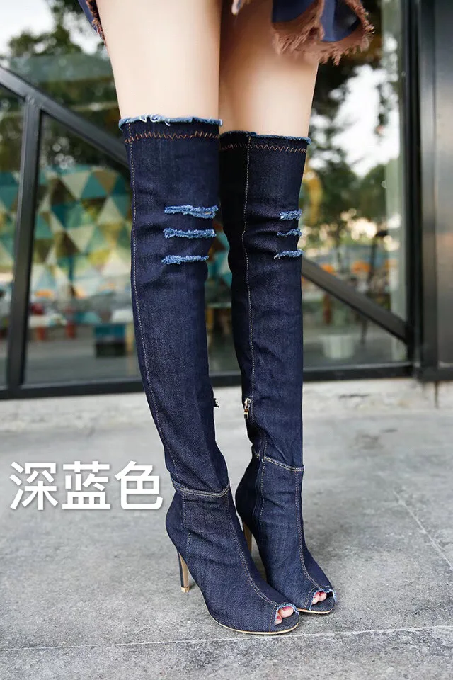 2022 New fish-mouth stiletto knee-high heel fashion design famous brand design  luxury fashion women boots  new design yiwu Suka