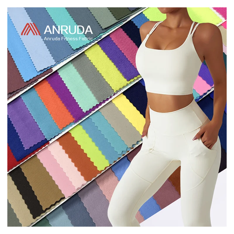 Wholesale Fabrics Sports Polyamide Recycled Black Yoga Wear 70%polyester 30%Spandex 4way Stretch Leggings Fabric