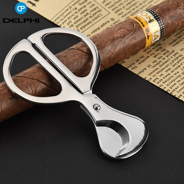 Best quality Creative Portable stainless steel silver white blade scissors cigar cutter Smoking tool