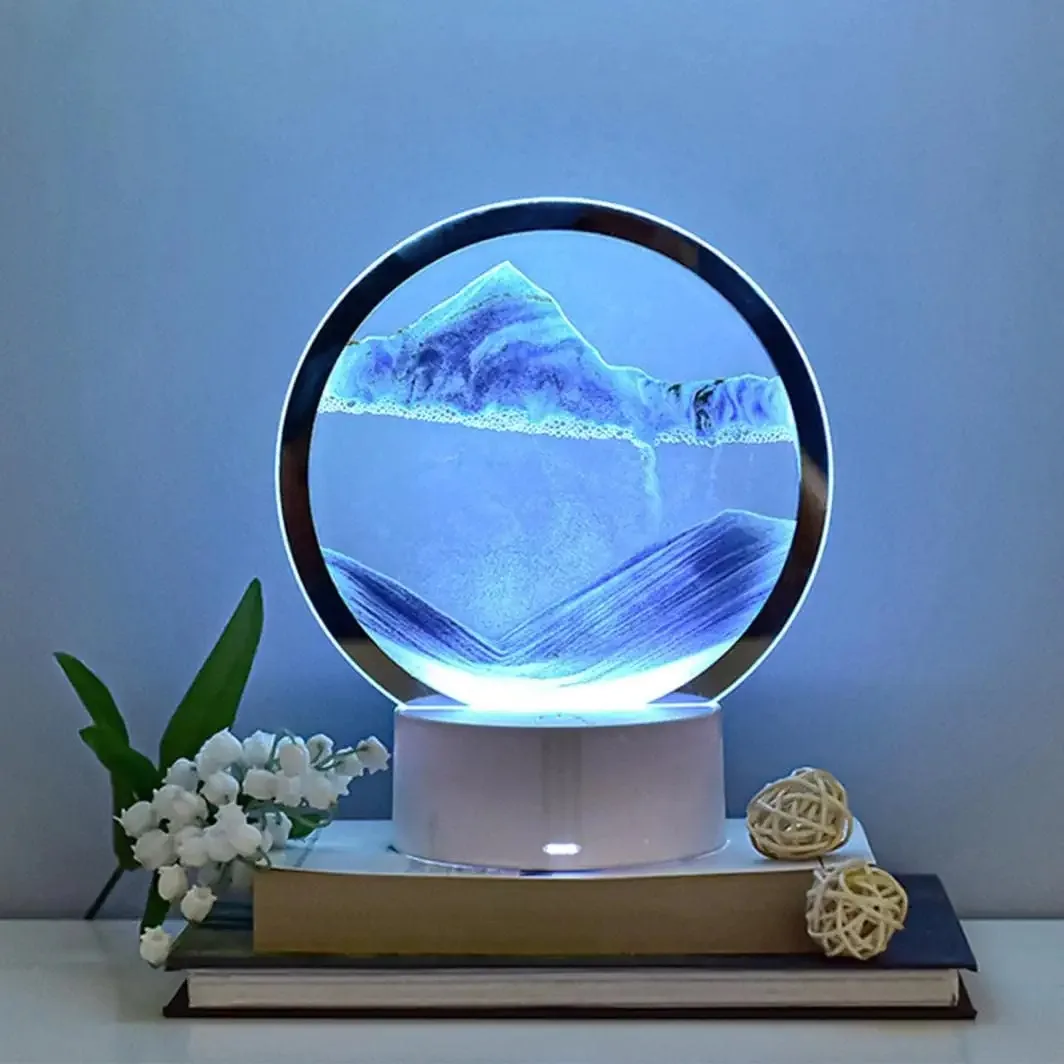 Hot Sale Colorful Large Dynamic Round Glass 3d Deep Moving Flowing Sand Art