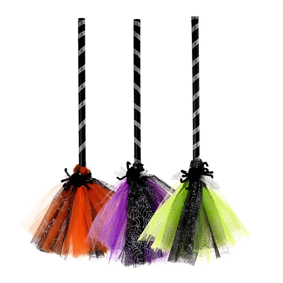 Halloween Party Witch Broom Kids Plastic Cosplay Flying Broomstick Props For Masquerade Halloween Cosplay Costume Accessories