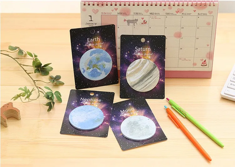 2019 Hot Sale 4PCS/SET Planet Earth Moon Mini Memo Pad N Times Sticky Notes