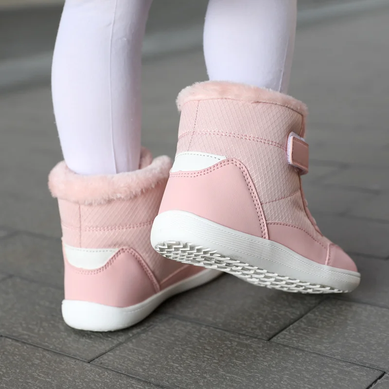 Kids Wide Toe Box Barefoot Shoes Fur Lined Minimalist Zero Drop Sole Walking shoes Winter