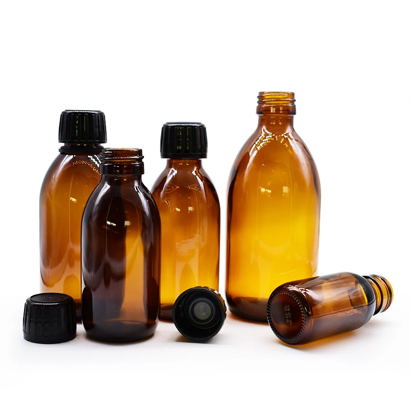 Medical use 30ml 60ml 100ml 125ml 150ml 200ml 250ml 300ml 500ml syrup glass bottle oral liquid amber glass maple syrup bottles