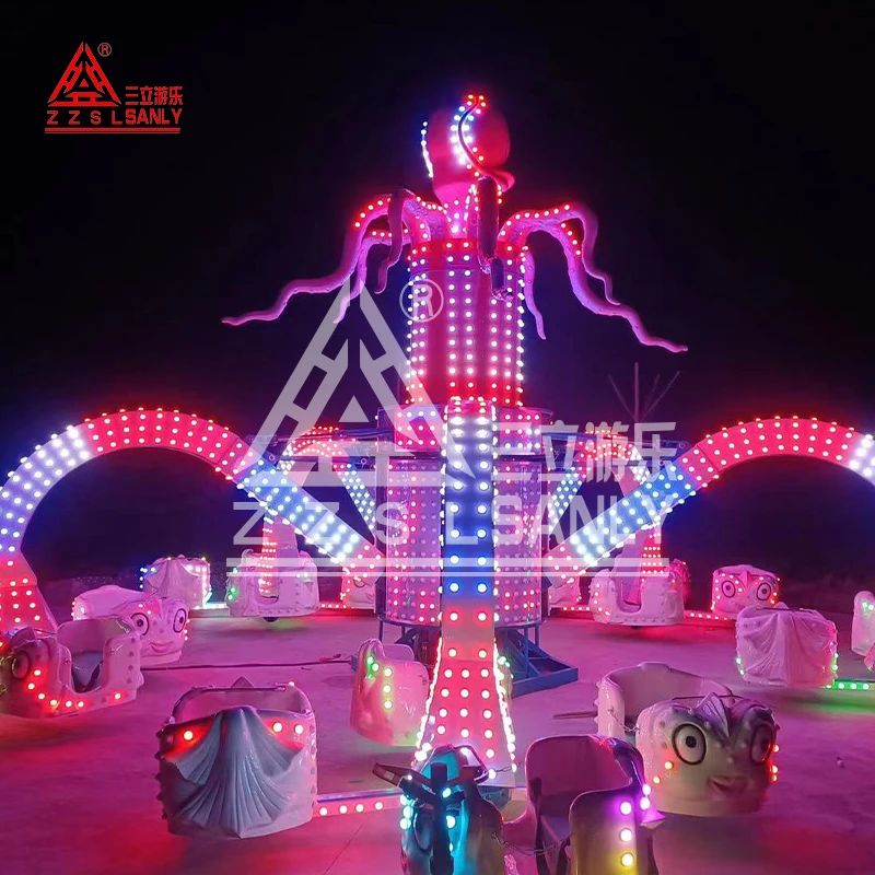 Sanly Manufacturer Outdoor Playground Fairground Kiddie Carnival Rotary Fly Octopus Amusement Park Rides Big Octopus For Sale