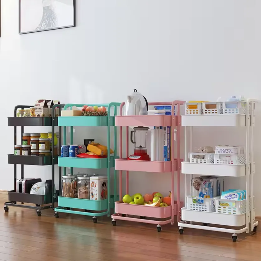 3 Tier The trolley is easy to pick up, store, beauty salon, kitchen, bedroom store utility cart with wheels