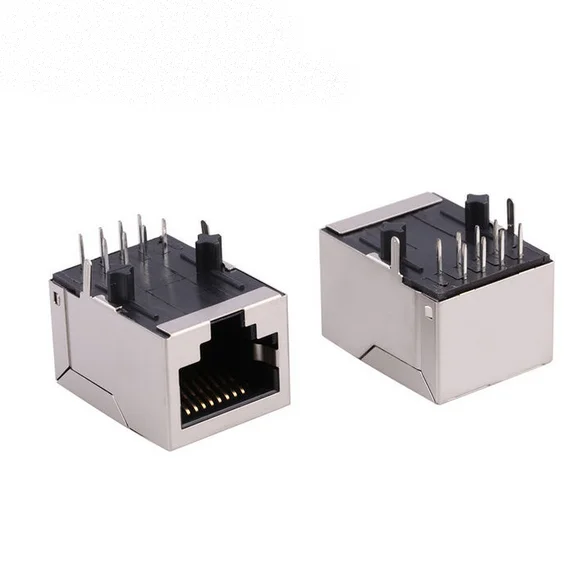 Professional Manufacturer of RJ45 Connector with LED Black Housing with Transformer Material PBT/PA66/PA46
