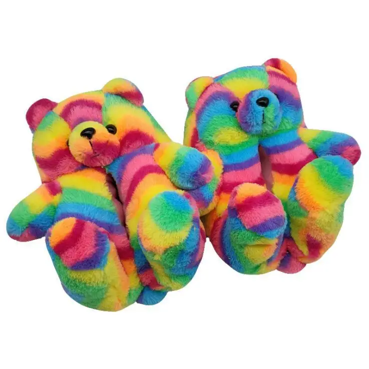 Teddy Bear Slippers  Us Warehouse Fuzzy Teddy Wholesale Plush Adult Slipper House Teddy Bear Slippers For Women Girls