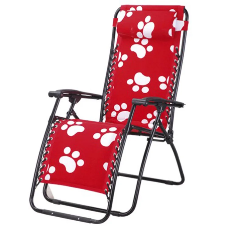 Reclining Folding Beach Camping Chair Luxury Zero Gravity Lounge Chair With Cup Holder Height Adjustable