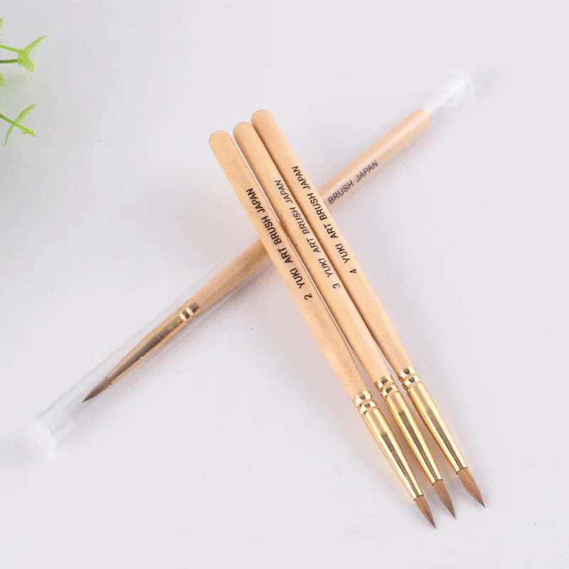 100% Pure Kolinsky Brush Pinceles Acrylic Nail Art Application Brushes Wooden Handle Liquid Powder Drawing Pen Manicure Tools
