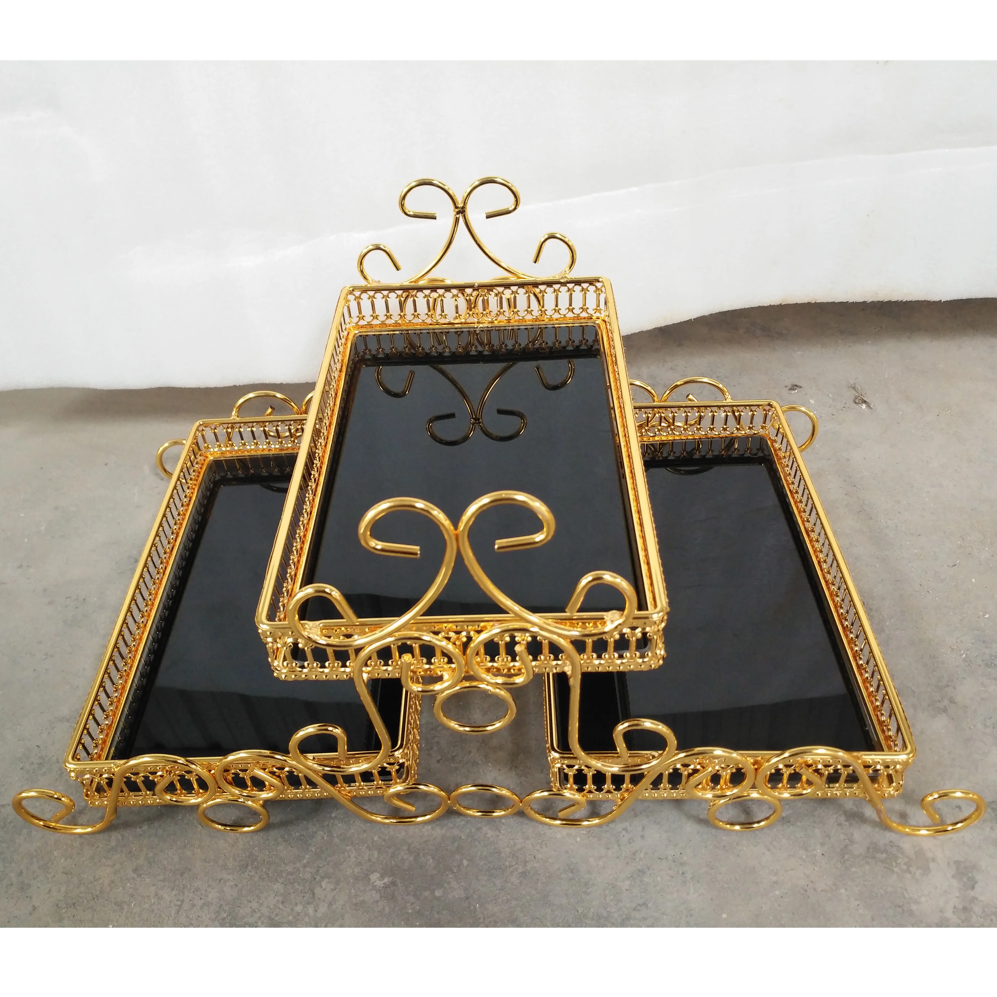 Gold Cake Stand 3 Tier Cake Tools Wedding Glass Cake Stand Set Wholesale