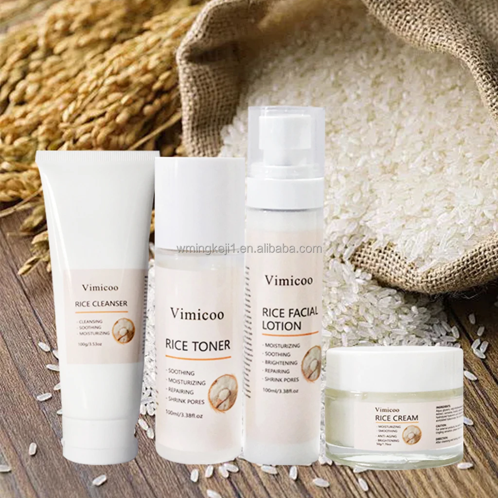 2024 Rice Skin Care New Choice Korean Organic Skincare Rice Extract Face Cleanser Toner Lotion Cream Rice Skin Care Set