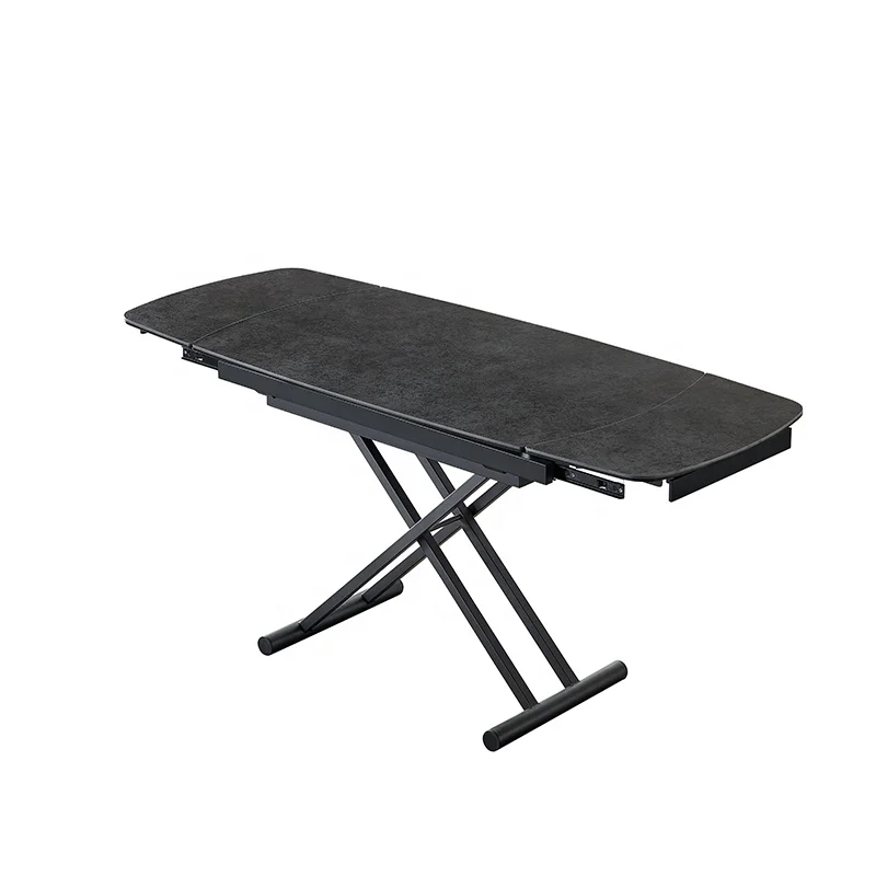 Luxury modern retractable marble top dining table with foldable aluminum table leg lift table adjustable extendable dinning