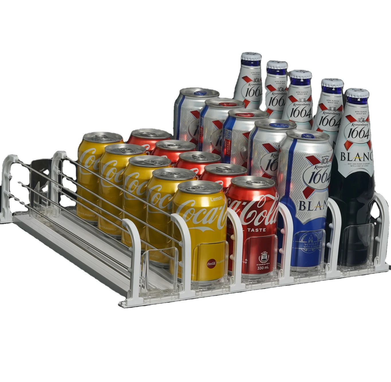 Drink Organizer for Fridge 5 rows Self-Pushing Soda Can Organizer for Refrigerator with Adjustable Pusher Glide