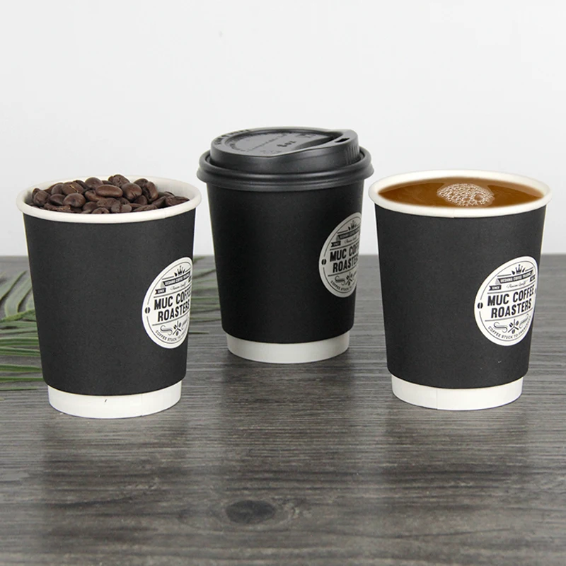 90oz disposable 350ml milk tea coffee thick double-layer hot drink paper cup hollow heat insulation anti-scalding customization