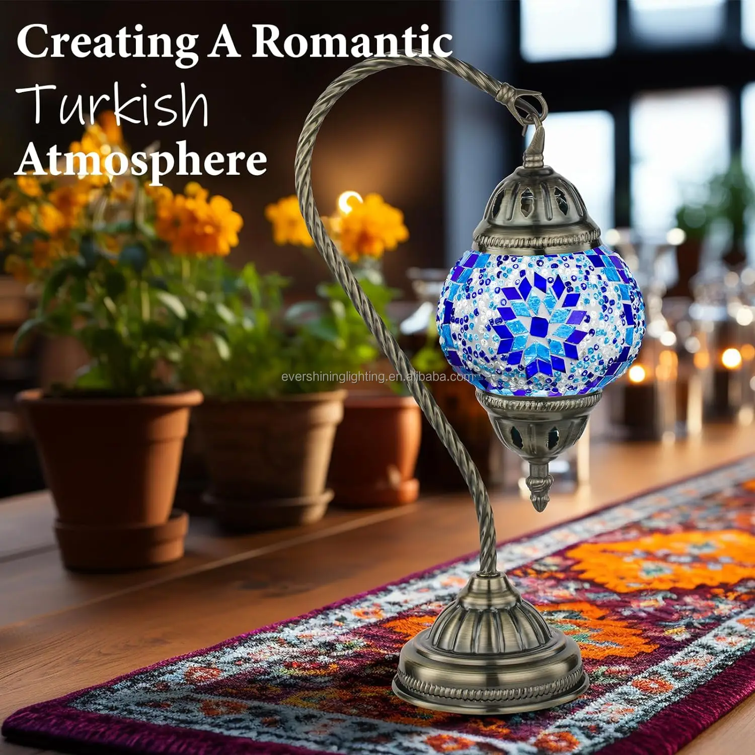 Marrakech Bohemian Light Handmade Turkish Mosaic Lamp Kit DIY Decorative Stained Glass Table Desk Night Light