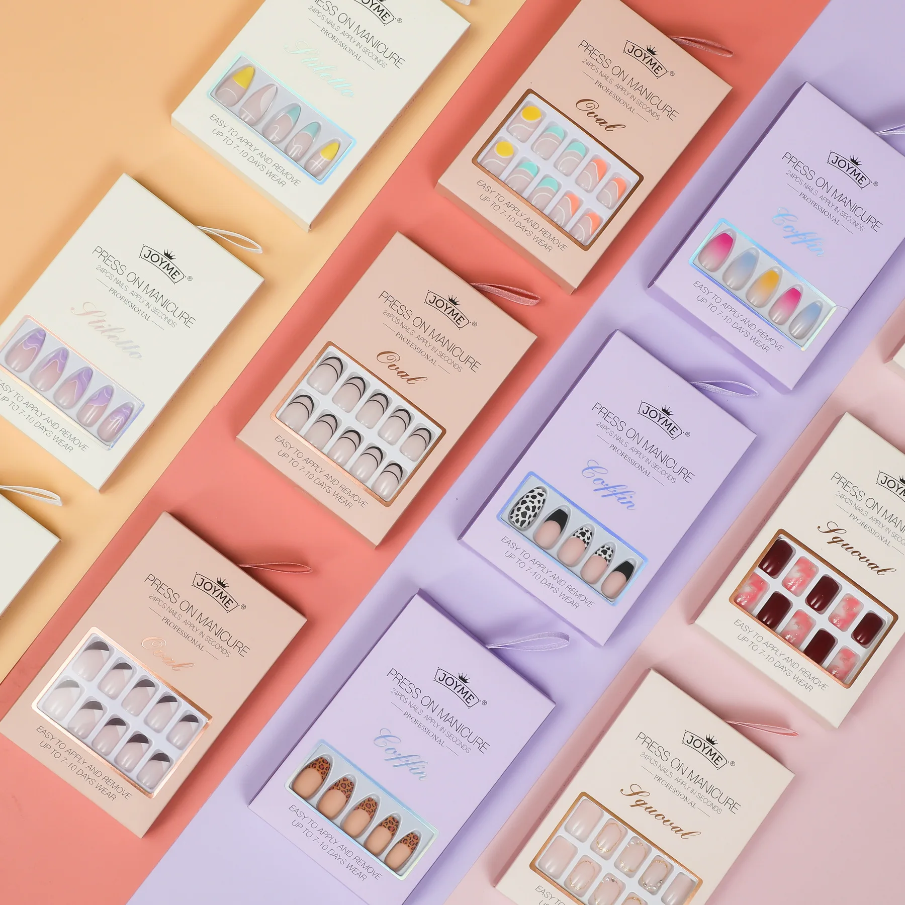 NEWAIR stiletto shape artificial nails acrylic false finger tips nail accessories press on package box