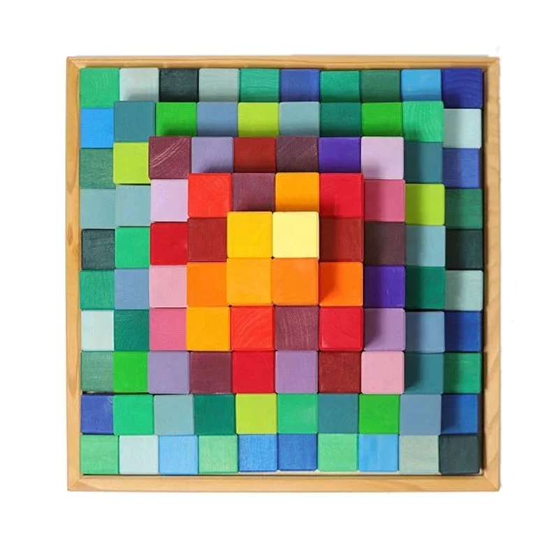 Large Stepped Beech wood Pyramid 4 cm Thick Building Blocks Sets