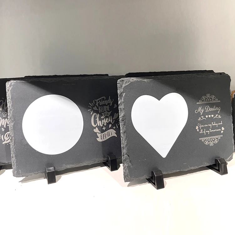 Wholesale special sublimate laser engrave black blank photo slate customize cat dog photo frame sublimation rock slate