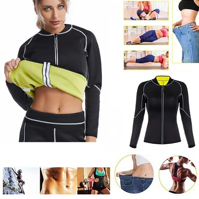 Workout Sauna Suits for Women,Fitness Shapewear Long Training Workout Jacket,Fat Burner Top Sauna Sweat Suit