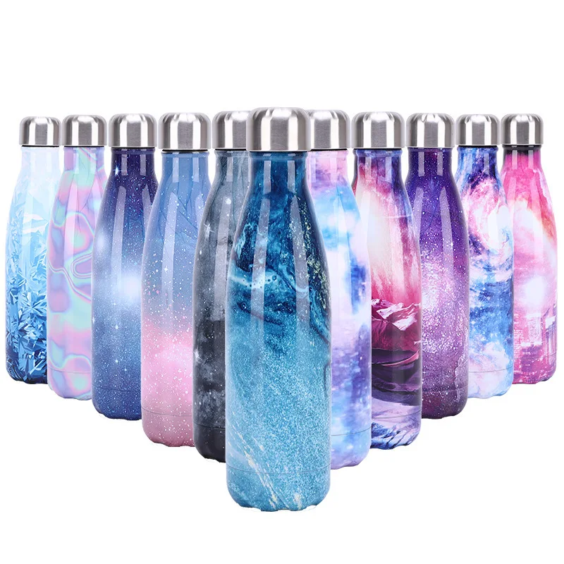 Cola Shaped Water Bottle Customized Starry Sky Stainless Steel heat Transfer Printing Tumbler