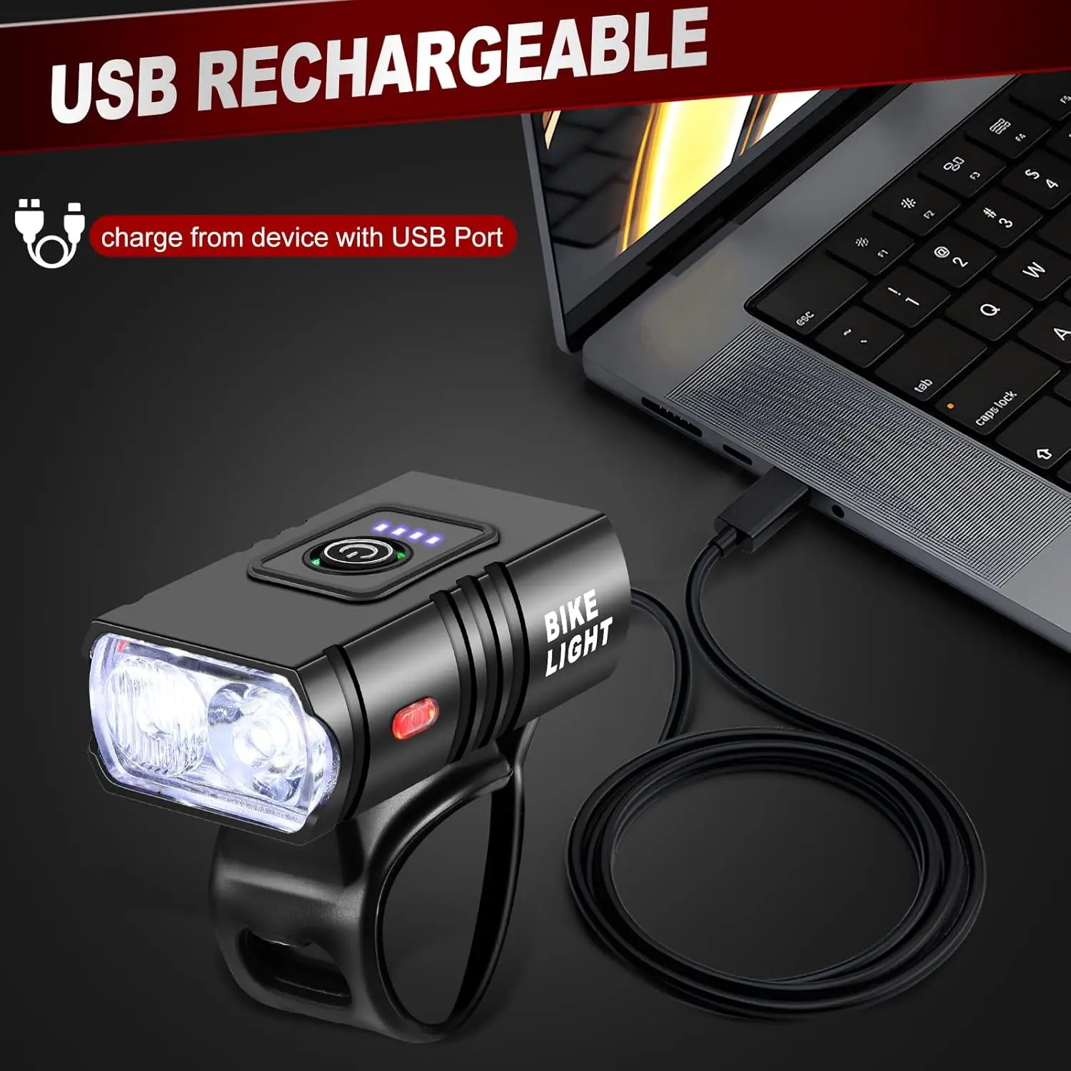 LED Bike Light Set Front And Tail Rear Light Upgrade Waterproof Cycle Lights USB Rechargeable Lamp Mountain Riding