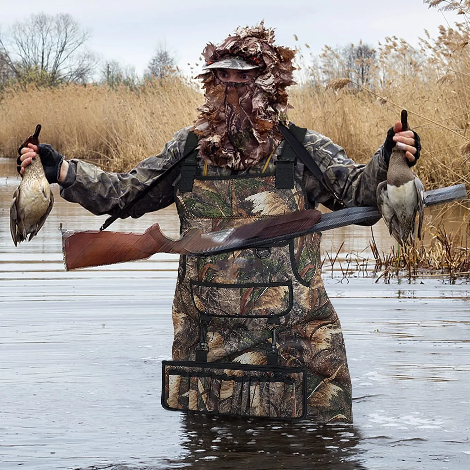 Chest Fishing Waders Lightweight Bootfoot Camo Waterproof  Breathable Waders for Men Women Duck Hunting