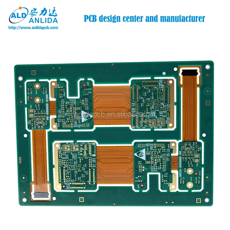 10 слоев 0 1 мм лазерное сверление HDI FPC твердо-Гибкий pcb програмная