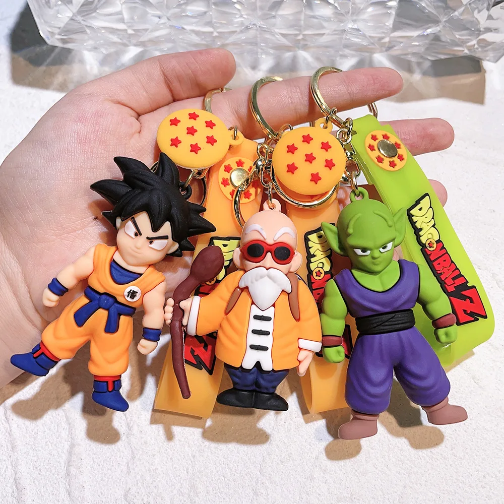Cartoon 3d Pvc Anime Dragon Ball Keychain Car Key Chain Bag Pendant Doll Pendant Goku Keychain Wholesale