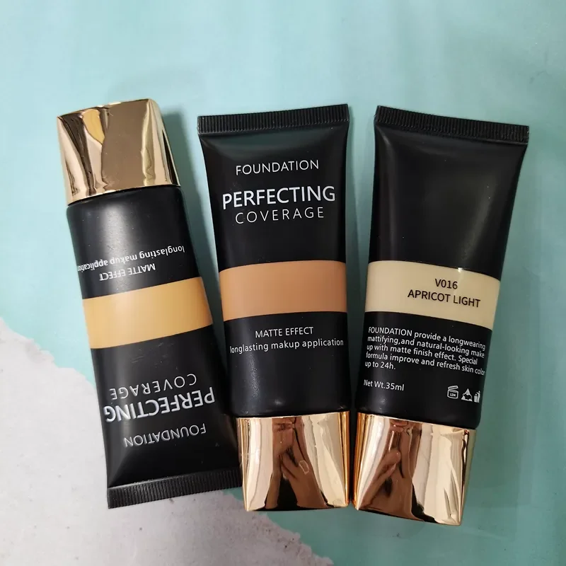 Soft packaging makeup foundation cheap on shipping high quality waterproof matte organic vegan liquid foundation